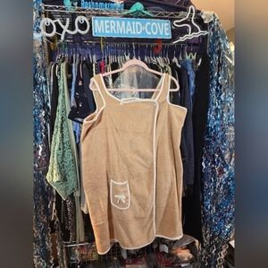 #0141 New TOWEL WRAP/Swim Cover-Up CAMEL-Tan Baby French Terry 2 Snaps